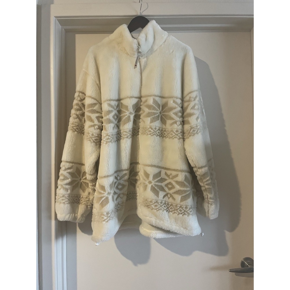 Coastlines Fashion for Canada Fluffy 1x Women's White And Gold Coat